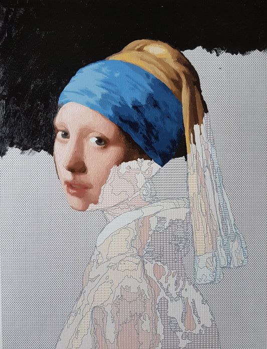 girl with a pearl earring paint by numbers half finished