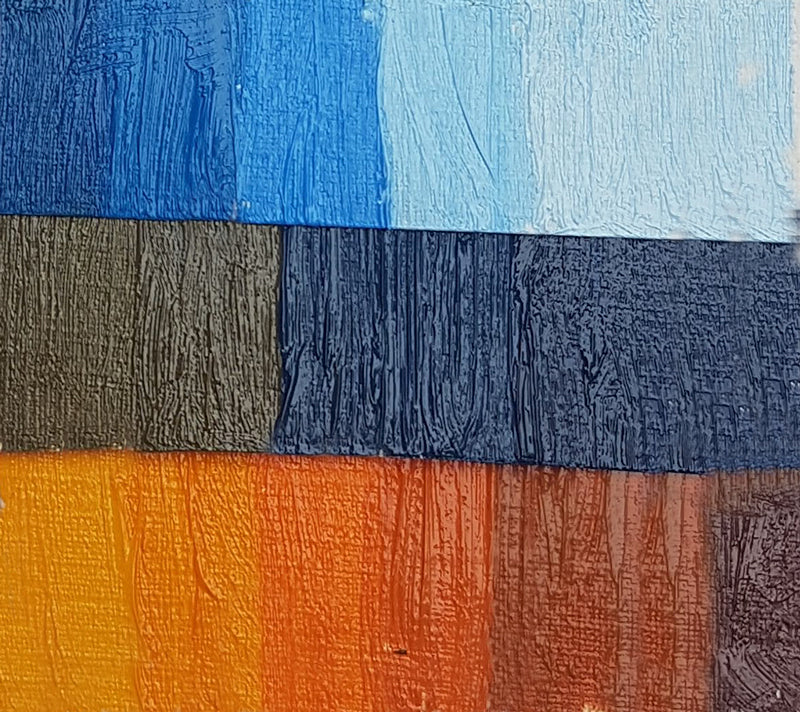 colours mixed in oil paints for paint by numbers of kingfisher