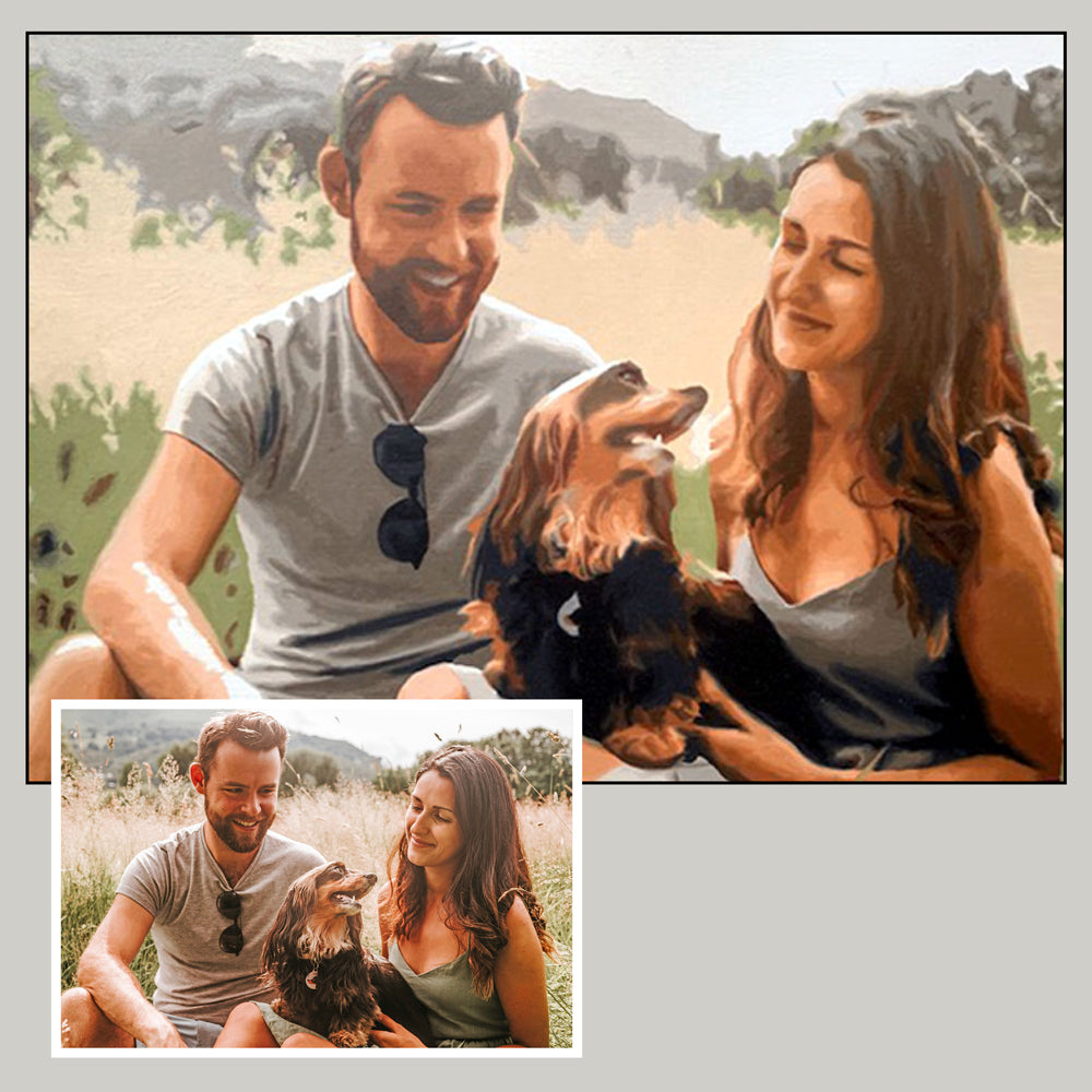 paint by numbers of couple with dachsund